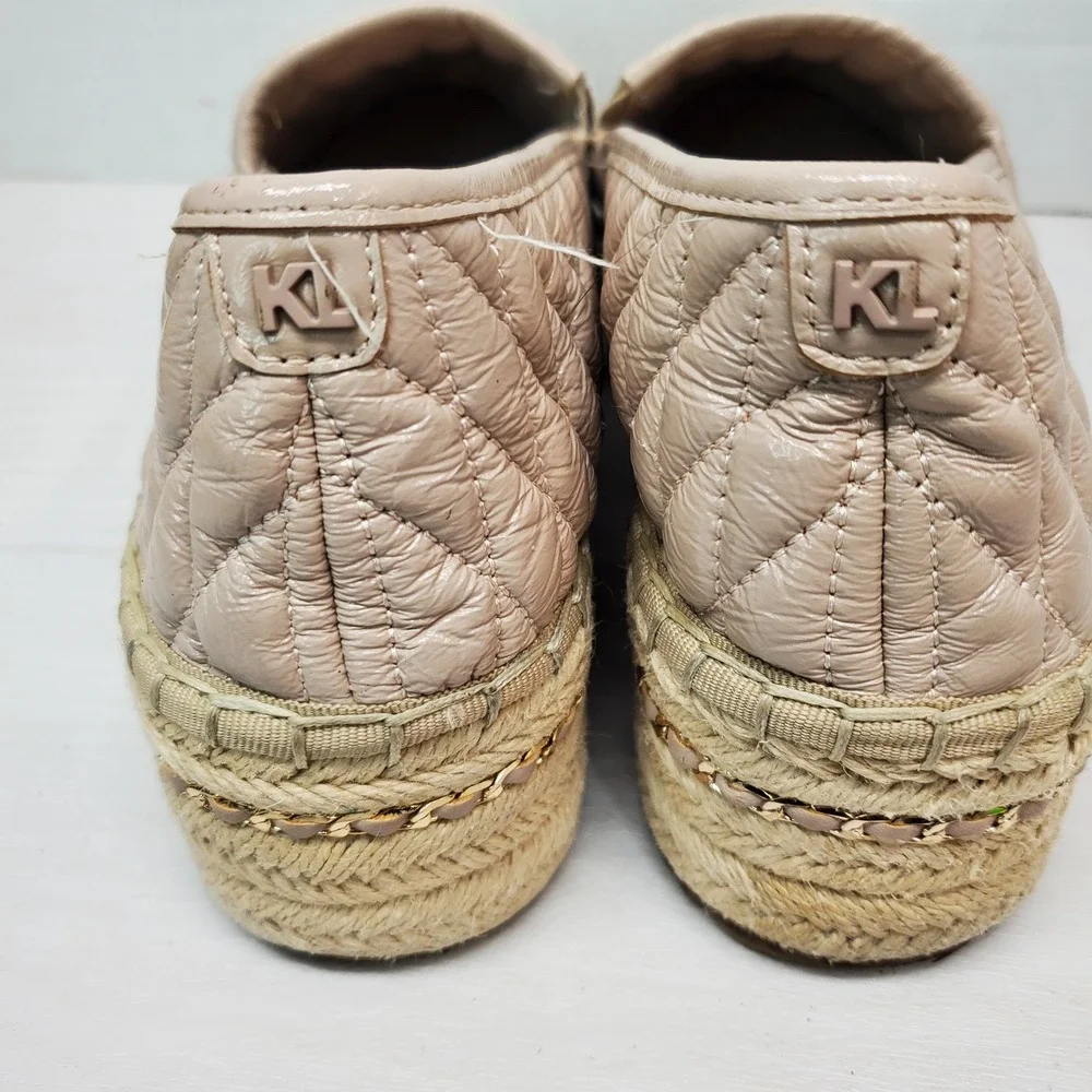 Karl Lagerfeld Paris Quilted Patent Espadrille‎ Flats Slip On Shoes Women 11M